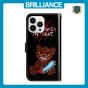 Brilliance LUX iPhone 15 Pro Flip PU Leather Wallet 3D Print Bear with Wrist Strap Case