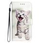 Brilliance LUX iPhone 14 Flip PU Leather Wallet 3D Print Cat with Wrist Strap Case