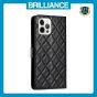 Brilliance LUX iPhone 15 Pro Flip PU Leather Wallet 3D Print Rhombus Case Black