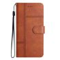 Brilliance LUX Samsung S23 Ultra Flip Book PU Leather Wallet ShockProof Cowhide Texture with Wrist Strap Case Brown