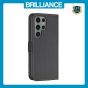 Brilliance LUX Samsung S23 Ultra Flip Book PU Leather Wallet  Holder & Stand with Card Pockets Case Black