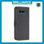Brilliance LUX Samsung S10 Flip Book PU Leather Wallet  Holder & Stand with Card Pockets Case Black