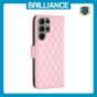 Brilliance LUX Samsung S24 Ultra Flip Book PU real Leather Wallet Holder & Kickstand with Card Pockets Case Pink