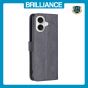 Brilliance LUX iPhone 16 Plus Flip PU Leather Retro Business linear Wallet with Card Pockets Case Black