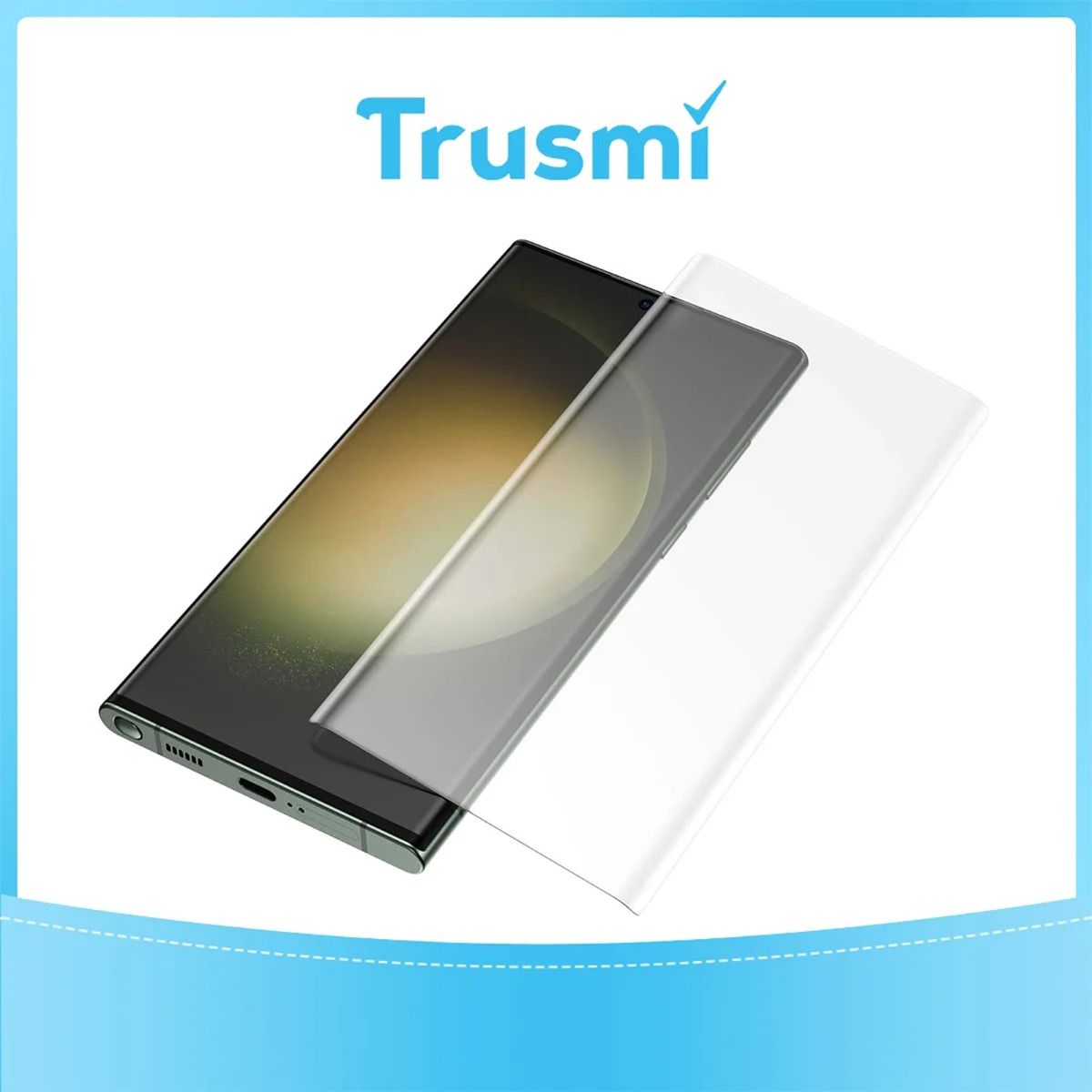 TRUSMI Samsung S21 Ultra Full Adhesive Curved Tempered Glass Pack of 10 (Functioning Fingerprint)