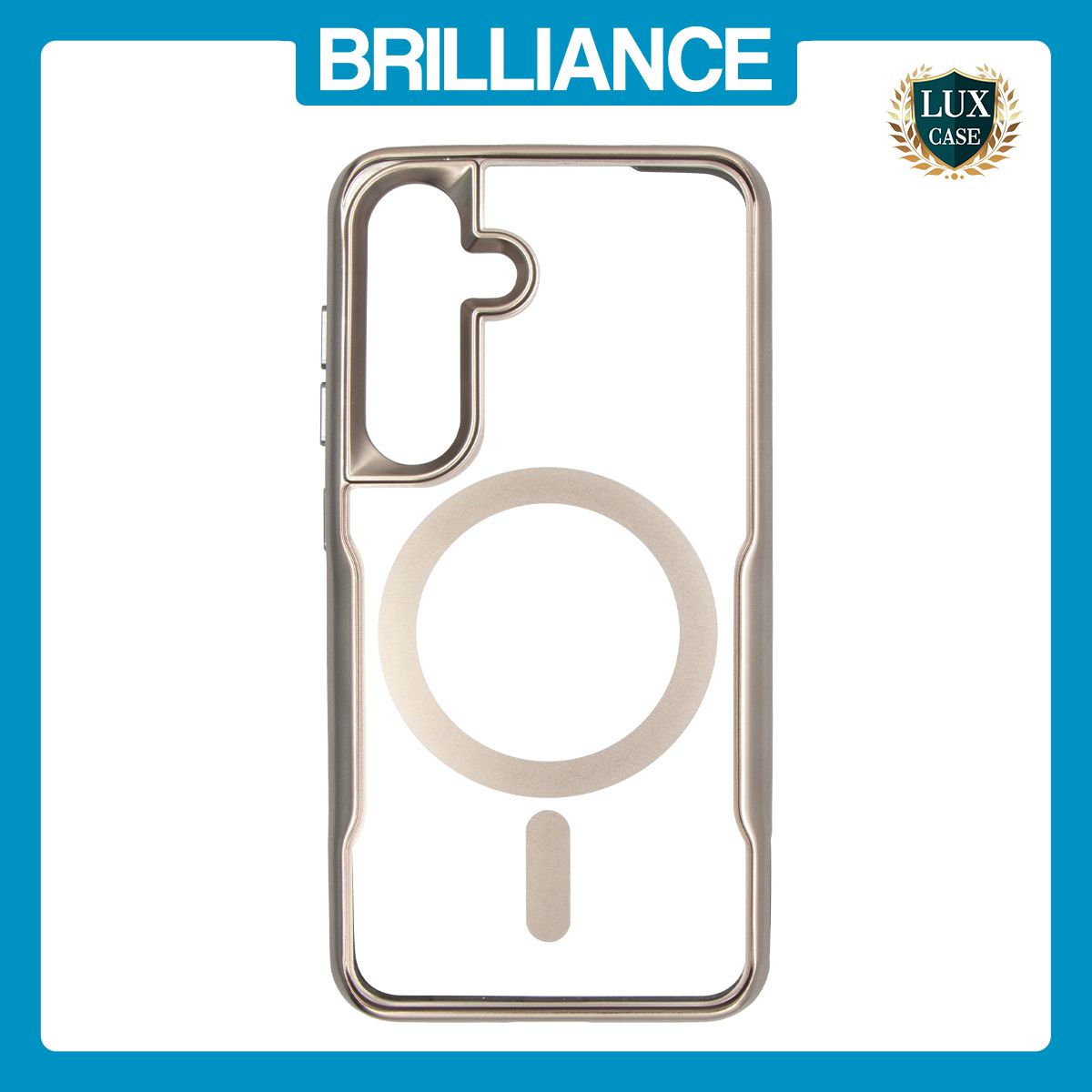 Brilliance LUX Samsung S25 Chrome-Plated Magnetic Clear TPU + Acrylic Phone Case Gray Titanium