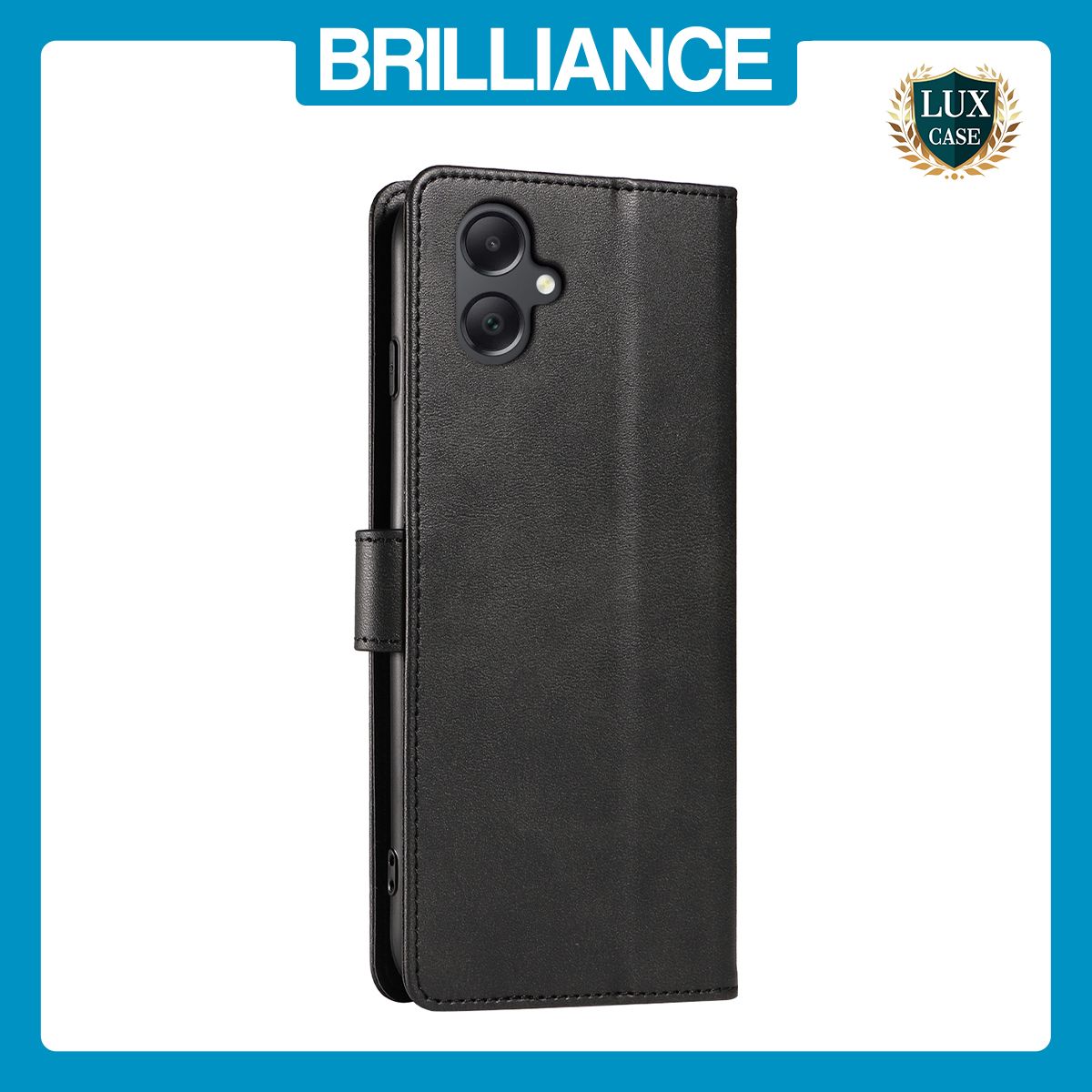 Brilliance LUX Samsung A05 4G Book Flip Soft PU Leather Wallet with Card Pockets Case Black