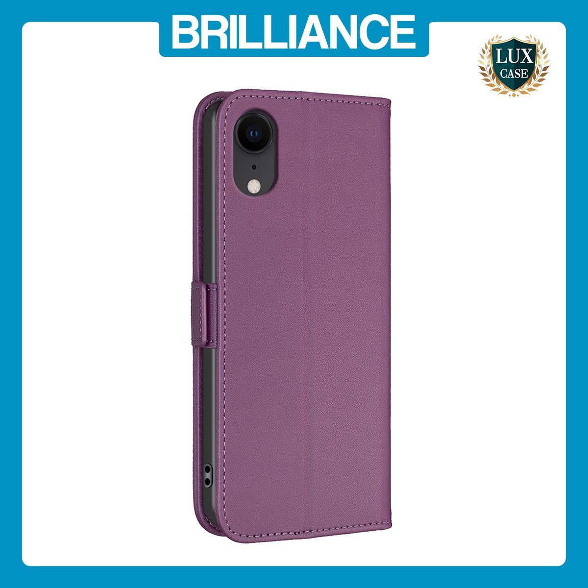 Brilliance LUX iPhone XR Flip Book PU Leather Wallet  Holder & Stand with Card Pockets Case Purple