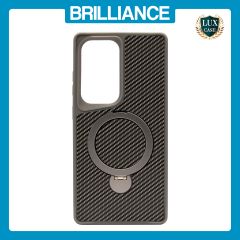 Brilliance LUX iPhone S25 ultra 360Â° Rotating Magnetic Metal Bracket Carbon Fiber Pattern Matte PC+TPU Phone case Grey
