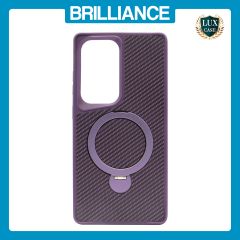Brilliance LUX iPhone S25 ultra 360° Rotating Magnetic Metal Bracket Carbon Fiber Pattern Matte PC+TPU Phone case Purple