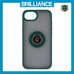 Brilliance LUX iPhone 16E Hybrid Shell Anti-shock Ring Kickstand TPU Matte Case Dark Green