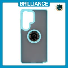 Brilliance LUX Samsung S25 Ultra Hybrid Shell Anti-shock Ring Kickstand TPU Matte Case Blue