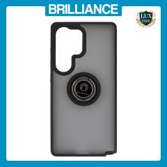 Brilliance LUX Samsung S25 Ultra Hybrid Shell Anti-shock Ring Kickstand TPU Matte Case Black