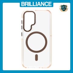 Brilliance LUX Samsung S25 Ultra Clear Magnetic Hybrid TPU + Acrylic Phone Case Brown
