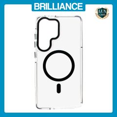 Brilliance LUX Samsung S25 Ultra Clear Magnetic Hybrid TPU + Acrylic Phone Case Black