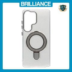 Brilliance LUX Samsung S25 Ultra Glitter Sparkle Magnetic Clear TPU + Acrylic with Kickstand Phone Case White