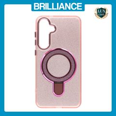 Brilliance LUX Samsung S25 Ultra Glitter Sparkle Magnetic Clear TPU + Acrylic with Kickstand Phone Case Pink
