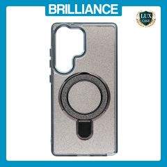 Brilliance LUX Samsung S25 Ultra Glitter Sparkle Magnetic Clear TPU + Acrylic with Kickstand Phone Case Black