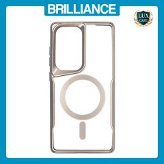Brilliance LUX Samsung S25 Ultra Chrome-Plated Magnetic Clear TPU + Acrylic Phone Case Gray Titanium