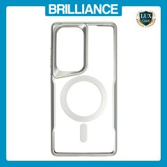 Brilliance LUX Samsung S25 Ultra Chrome-Plated Magnetic Clear TPU + Acrylic Phone Case Silver Titanium