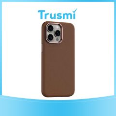 TRUSMI iPhone 12 Pro Max PU Leather Magnetic Phone Case, Brown