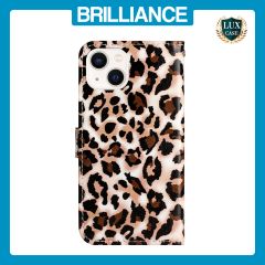 Brilliance LUX iPhone 13 Flip PU Leather Wallet 3D Print Leopard with Wrist Strap Case