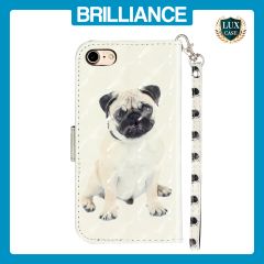 Brilliance LUX iPhone 6/7/8 Flip PU Leatherr Wallet 3D Print Dog with Wrist Strap Case