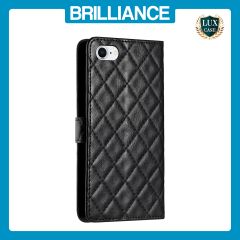 Brilliance LUX iPhone 6/7/8 Flip PU Leather Wallet 3D Print Rhombus Case Black