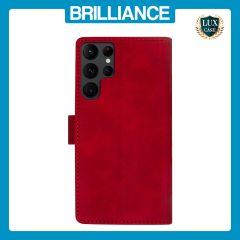 Brilliance LUX Samsung S24 Ultra Flip Premium PU Leather Wallet Business Style with Card Pockets Case Red