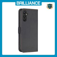 Brilliance LUX Samsung A25 5G Flip Book PU Leather Wallet  Holder & Stand with Card Pockets Case Black