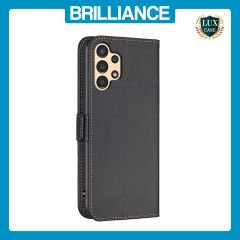 Brilliance LUX Samsung A32 5G Flip Book PU Leather Wallet  Holder & Stand with Card Pockets Case Black