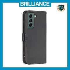 Brilliance LUX Samsung S21 Plus Flip Book PU Leather Wallet  Holder & Stand with Card Pockets Case Black