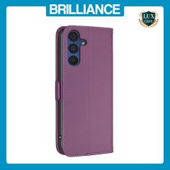 Brilliance LUX Samsung A15 5G Flip Book PU Leather Wallet  Holder & Stand with Card Pockets Case Purple
