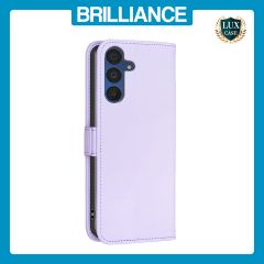 Brilliance LUX Samsung A15 5G Flip Book PU Leather Wallet  Holder & Stand with Card Pockets Case Light Purple