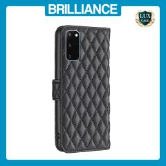 Brilliance LUX Samsung S20 Plus Flip Book PU real Leather Wallet Holder & Kickstand with Card Pockets Case Black