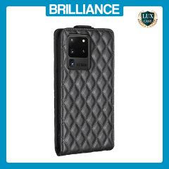 Brilliance LUX Samsung S20 Ultra Flip PU Photo Frame Leather Up And Down Wallet with Card Pockets Case Black