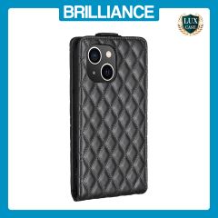 Brilliance LUX iPhone 14 Plus Flip PU Photo Frame Leather Up And Down Wallet with Card Pockets Case Black