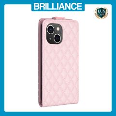 Brilliance LUX iPhone 14 Plus Flip PU Photo Frame Leather Up And Down Wallet with Card Pockets Case Pink