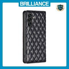 Brilliance LUX Samsung A15 Flip PU Leather Holder Slots Magnetic Wallet with Card Pockets Case Black