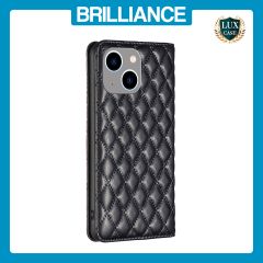 Brilliance LUX iPhone 14 Plus Flip PU Leather Holder Slots Magnetic Wallet with Card Pockets Case Black