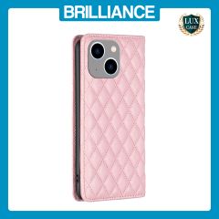 Brilliance LUX iPhone 14 Plus Flip PU Leather Holder Slots Magnetic Wallet with Card Pockets Case Pink