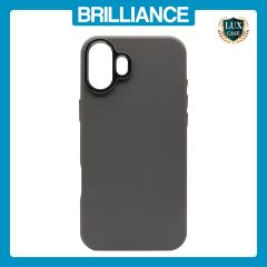 Brilliance LUX iPhone 16 Plus Luxury Vegan Soft Premium PU Leather with Metal Camera Case Grey