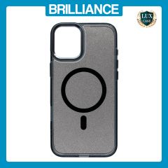 Brilliance LUX iPhone 16 Bling Shiny Magnetic TPU+PC Clear Case With Lens Bracket Camera Stand Glitter Black
