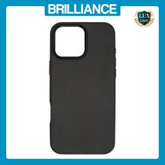 Brilliance LUX iPhone 16 Pro Max Luxury Vegan Soft Premium PU Leather Magnetic Cover with Metal Camera Case Black