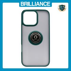 Brilliance LUX iPhone 16 Pro Max Hybrid Shell Anti-shock Ring Kickstand TPU Matte Case Dark Green