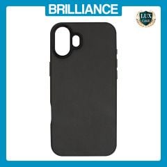 Brilliance LUX iPhone 16 Plus Luxury Vegan Soft Premium PU Leather Magnetic Cover with Metal Camera Case Black
